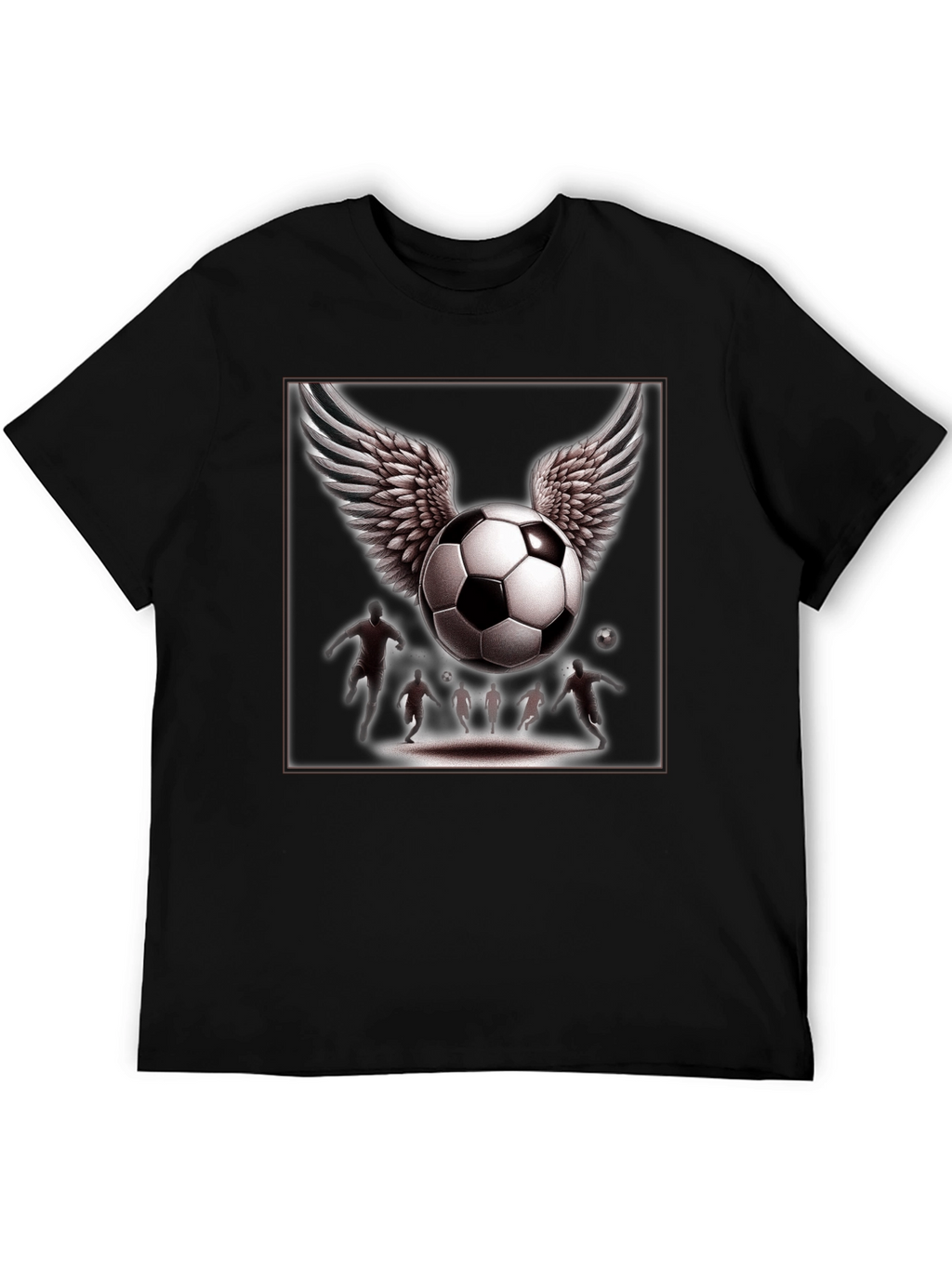 Winged Soccer Ball Graphic T-Shirt - Black