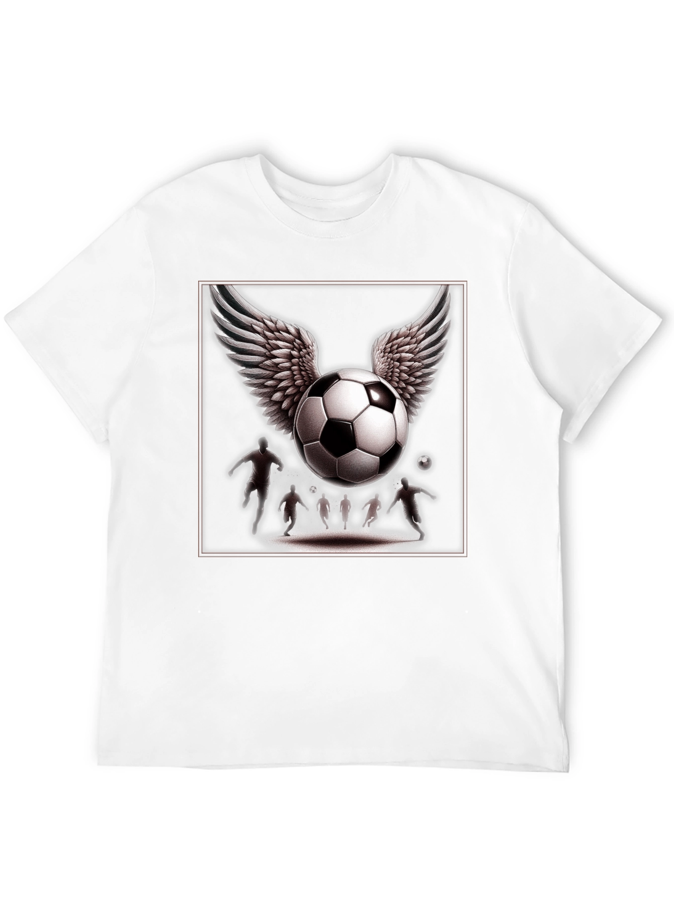 Winged Soccer Ball Graphic T-Shirt - Black