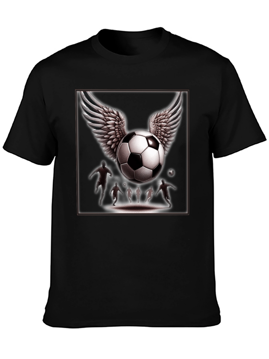 Winged Soccer Ball Graphic T-Shirt - Black