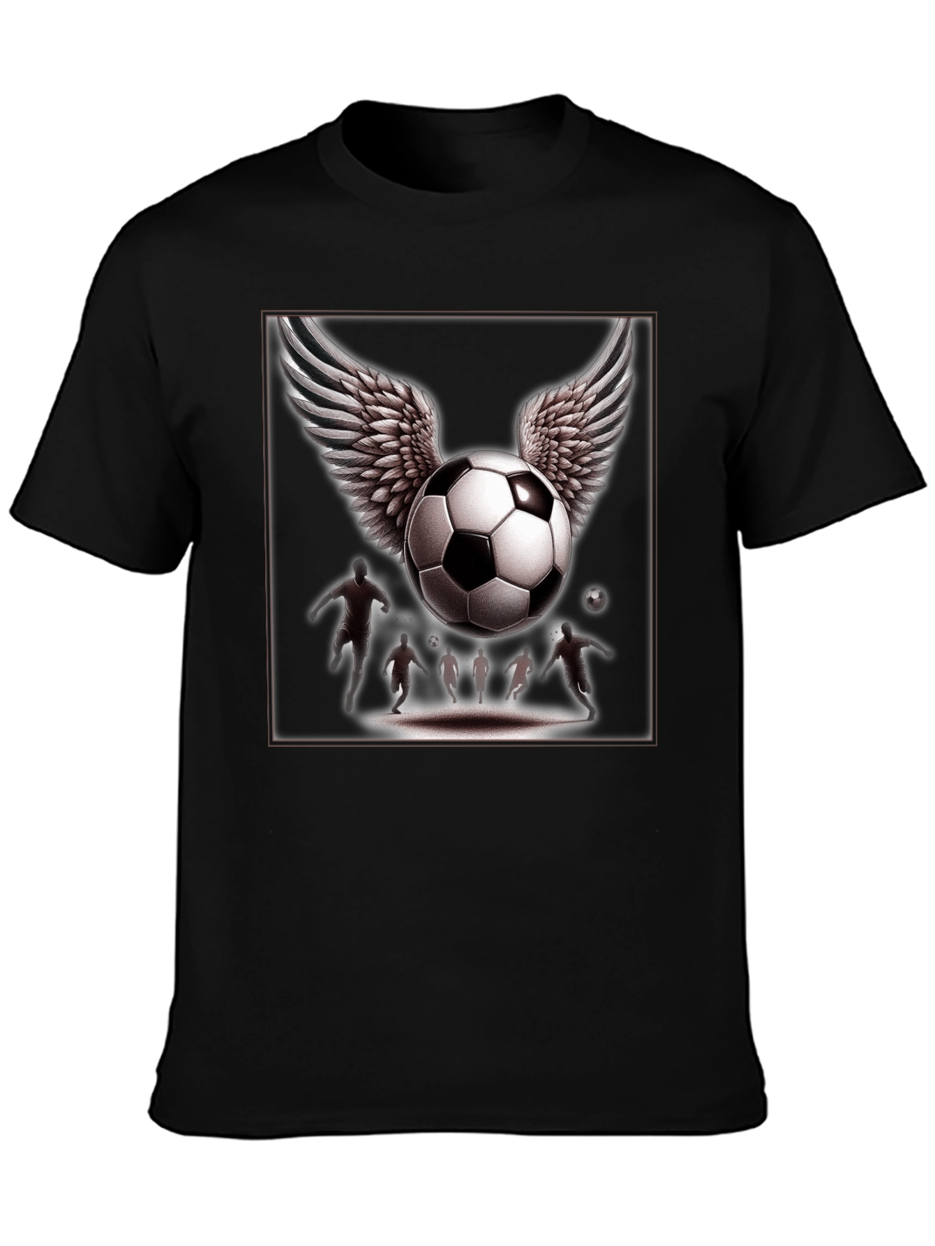 Winged Soccer Ball Graphic T-Shirt - Black