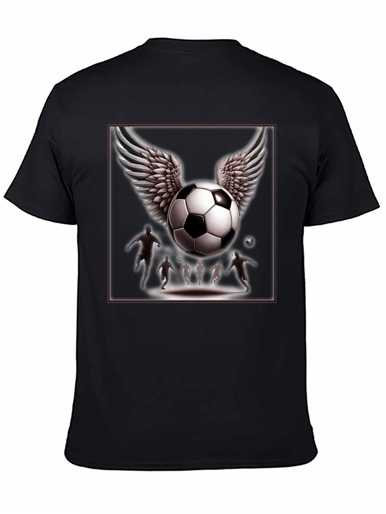 Winged Soccer Ball Graphic T-Shirt - Black