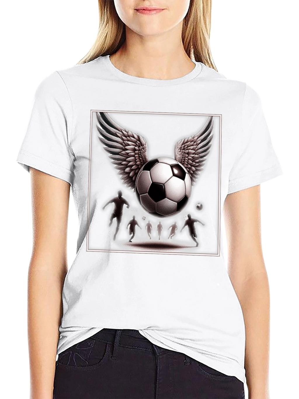Winged Soccer Ball Graphic T-Shirt - Black