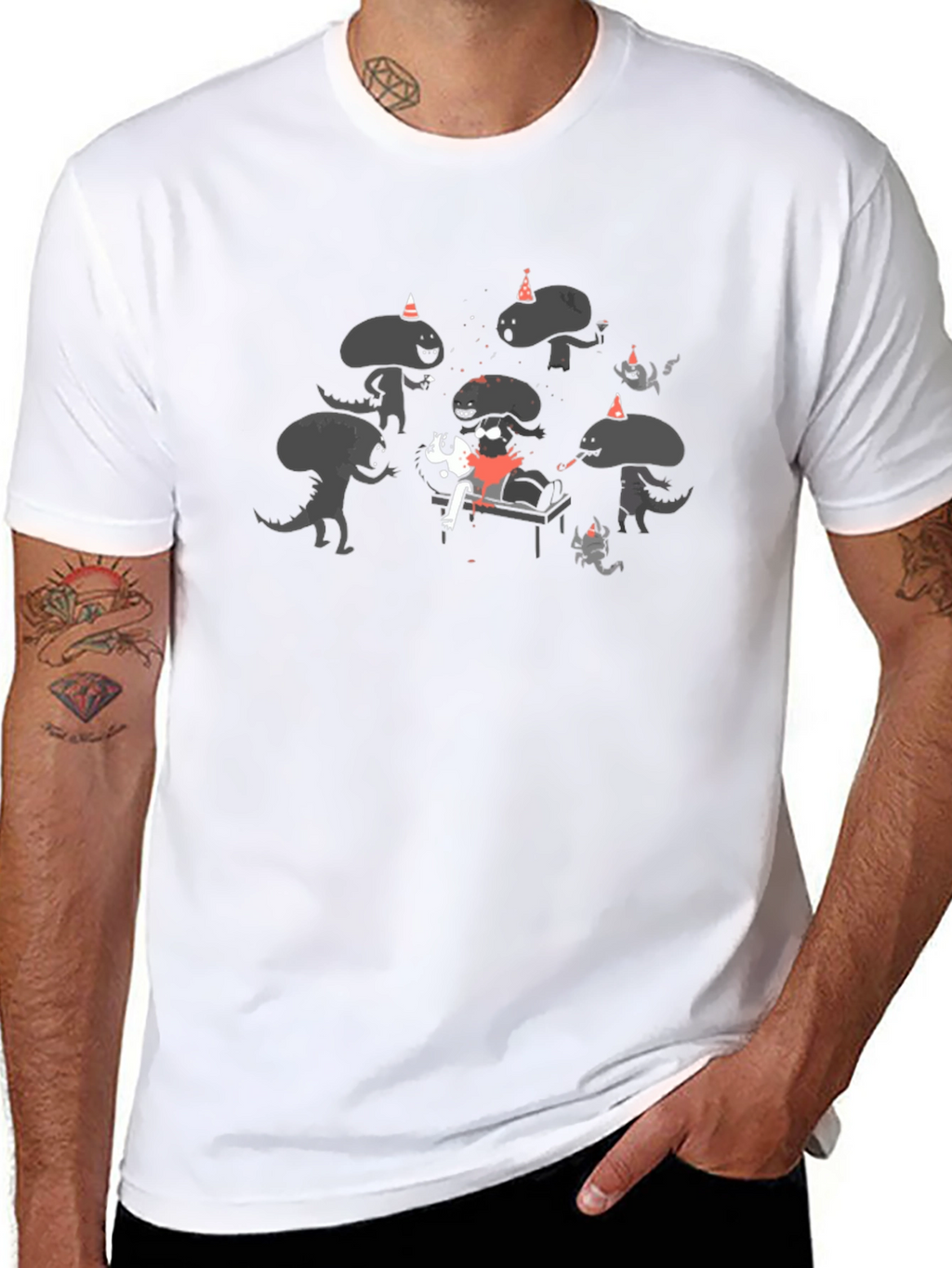 Alien Birthday Party Black T-Shirt