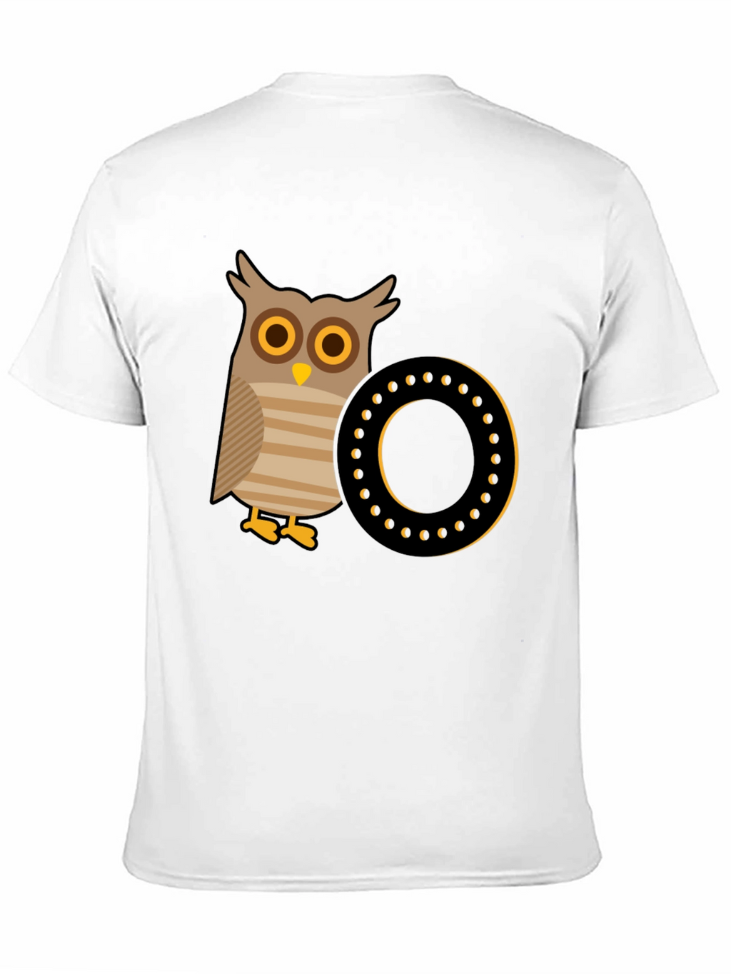 Owl and Letter O Graphic Tee - Black Cotton
