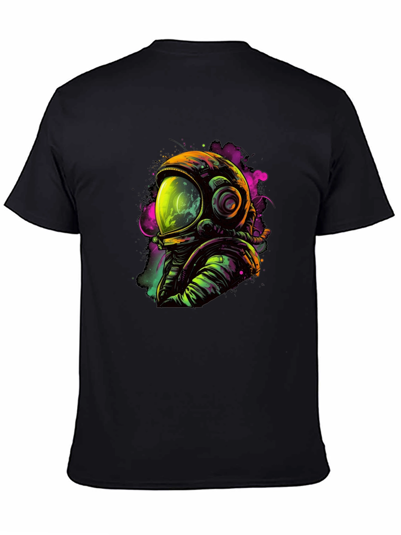 Neon Astronaut Graphic Black T-Shirt