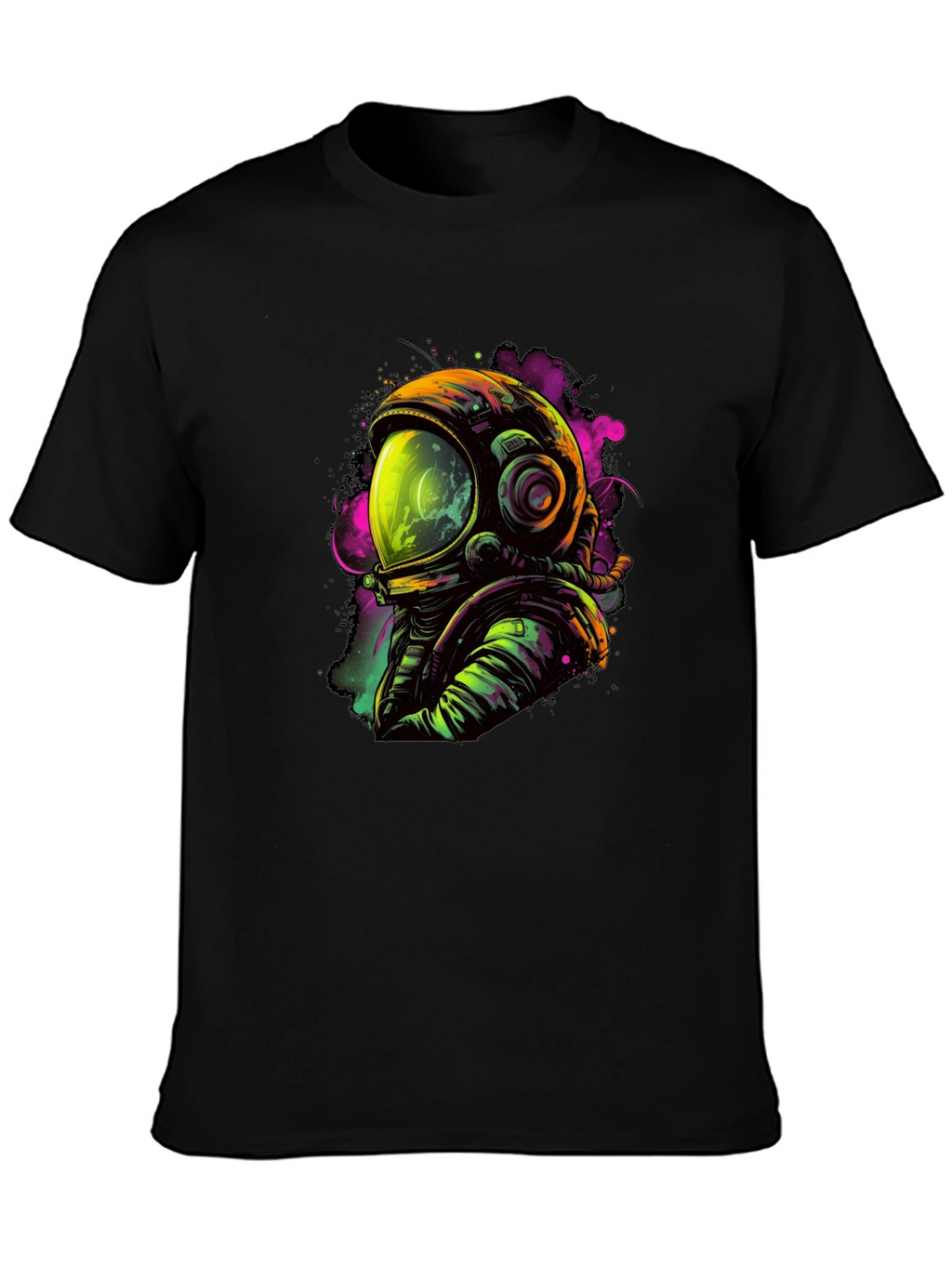 Neon Astronaut Graphic Black T-Shirt