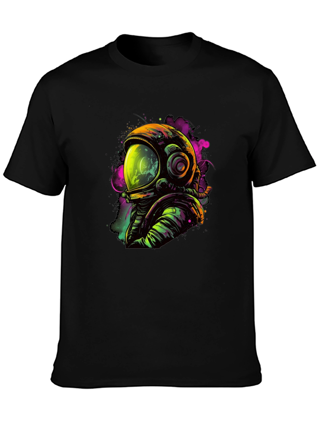 Neon Astronaut Graphic Black T-Shirt
