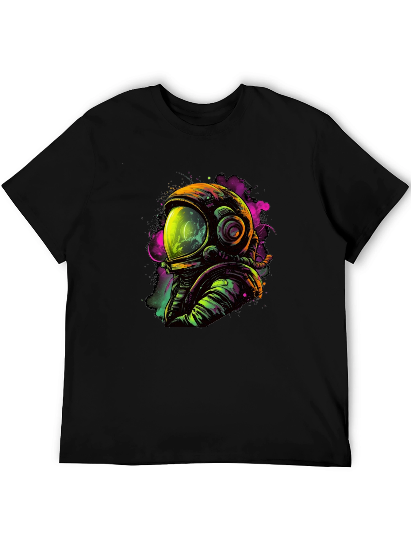 Neon Astronaut Graphic Black T-Shirt