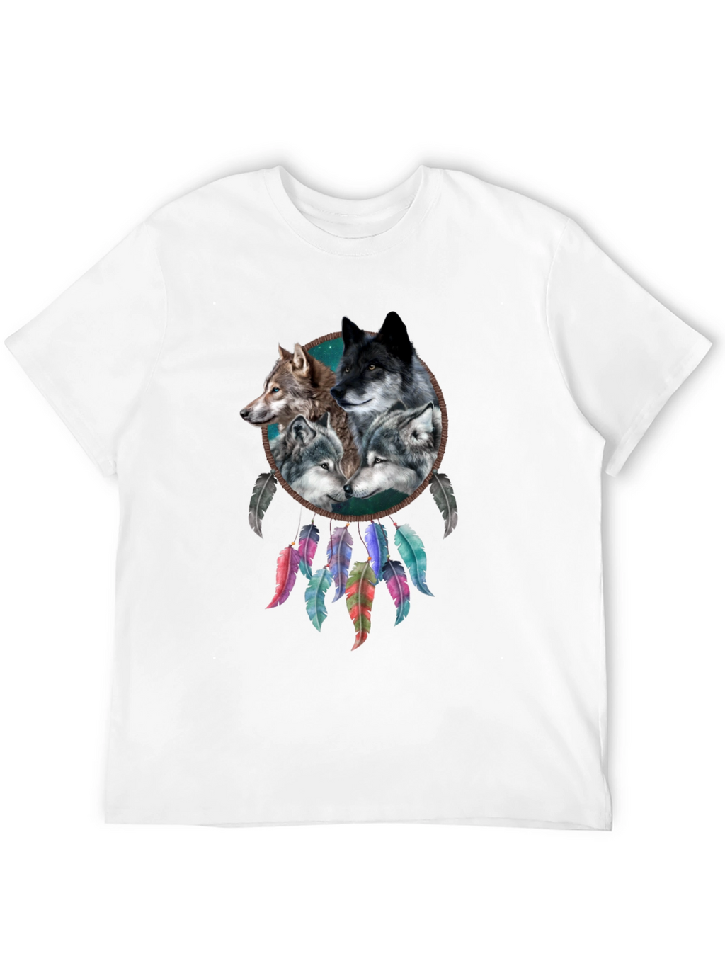 Wolf Dreamcatcher Graphic Tee - Mens Black T-Shirt