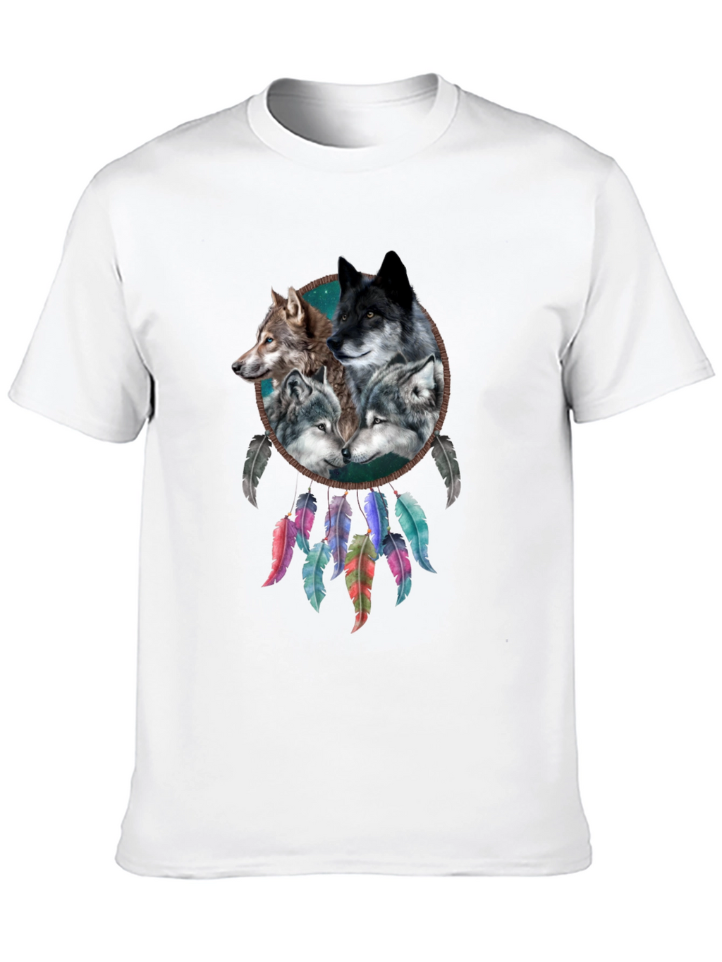 Wolf Dreamcatcher Graphic Tee - Mens Black T-Shirt