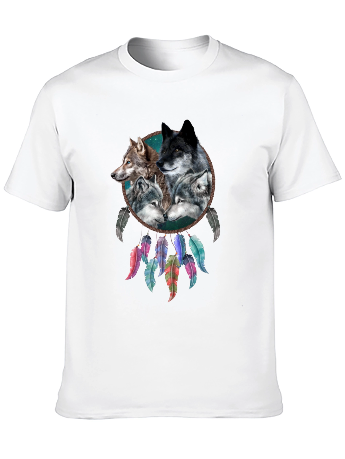 Wolf Dreamcatcher Graphic Tee - Mens Black T-Shirt