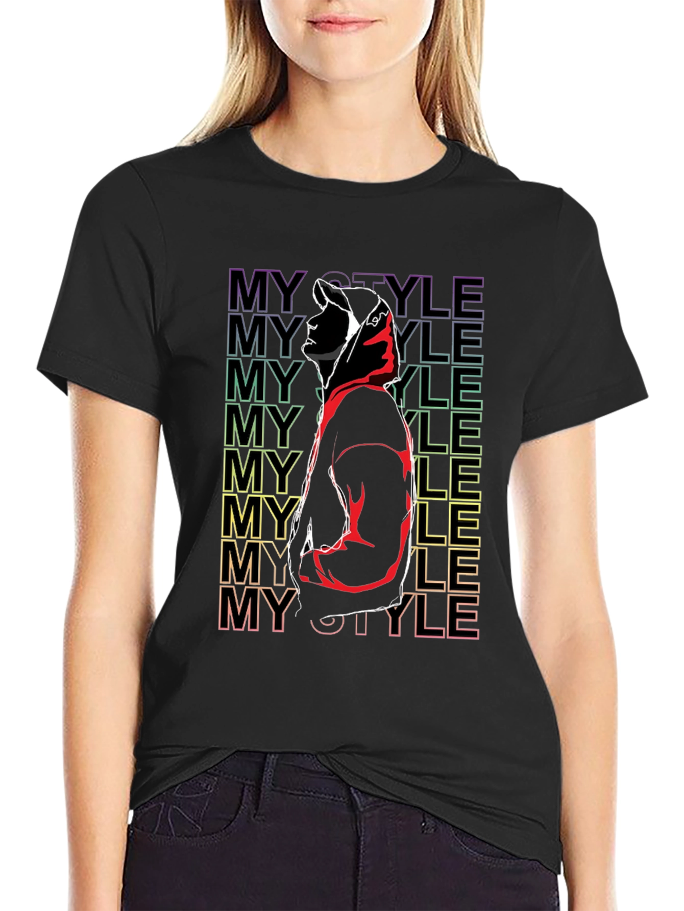 My Style Graphic Print Black T-Shirt
