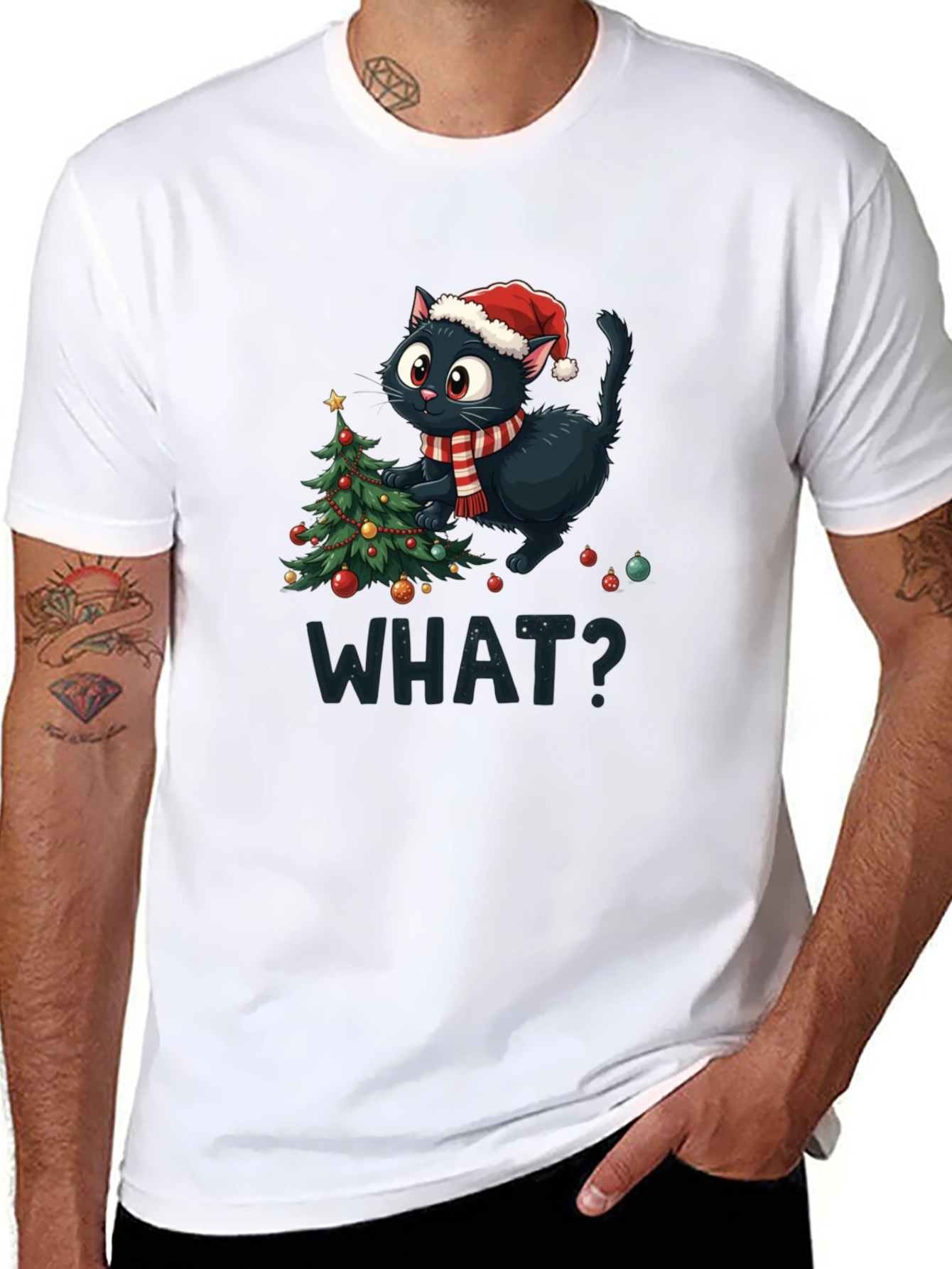 Christmas Cat T-Shirt - What?