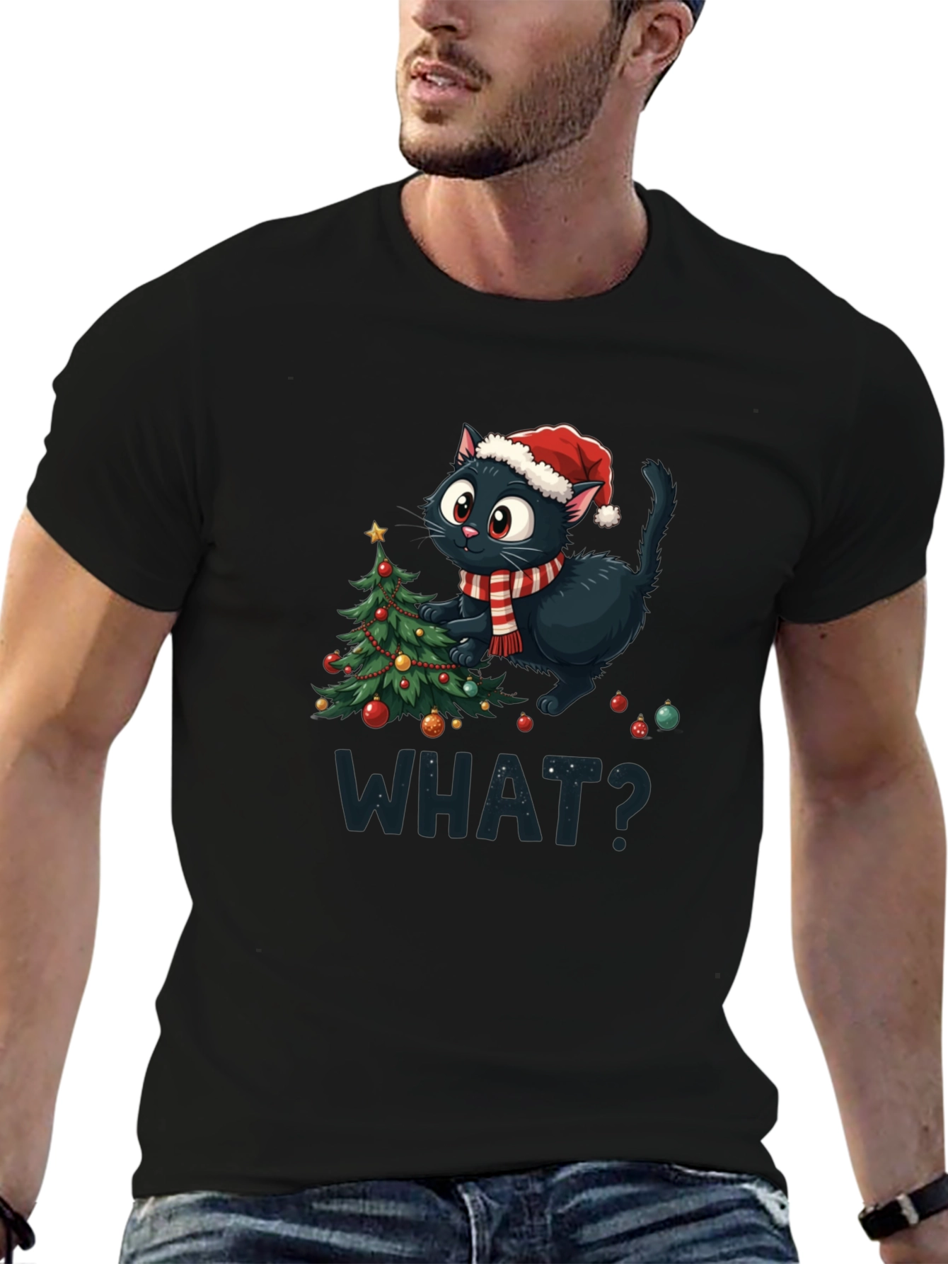 Christmas Cat T-Shirt - What?