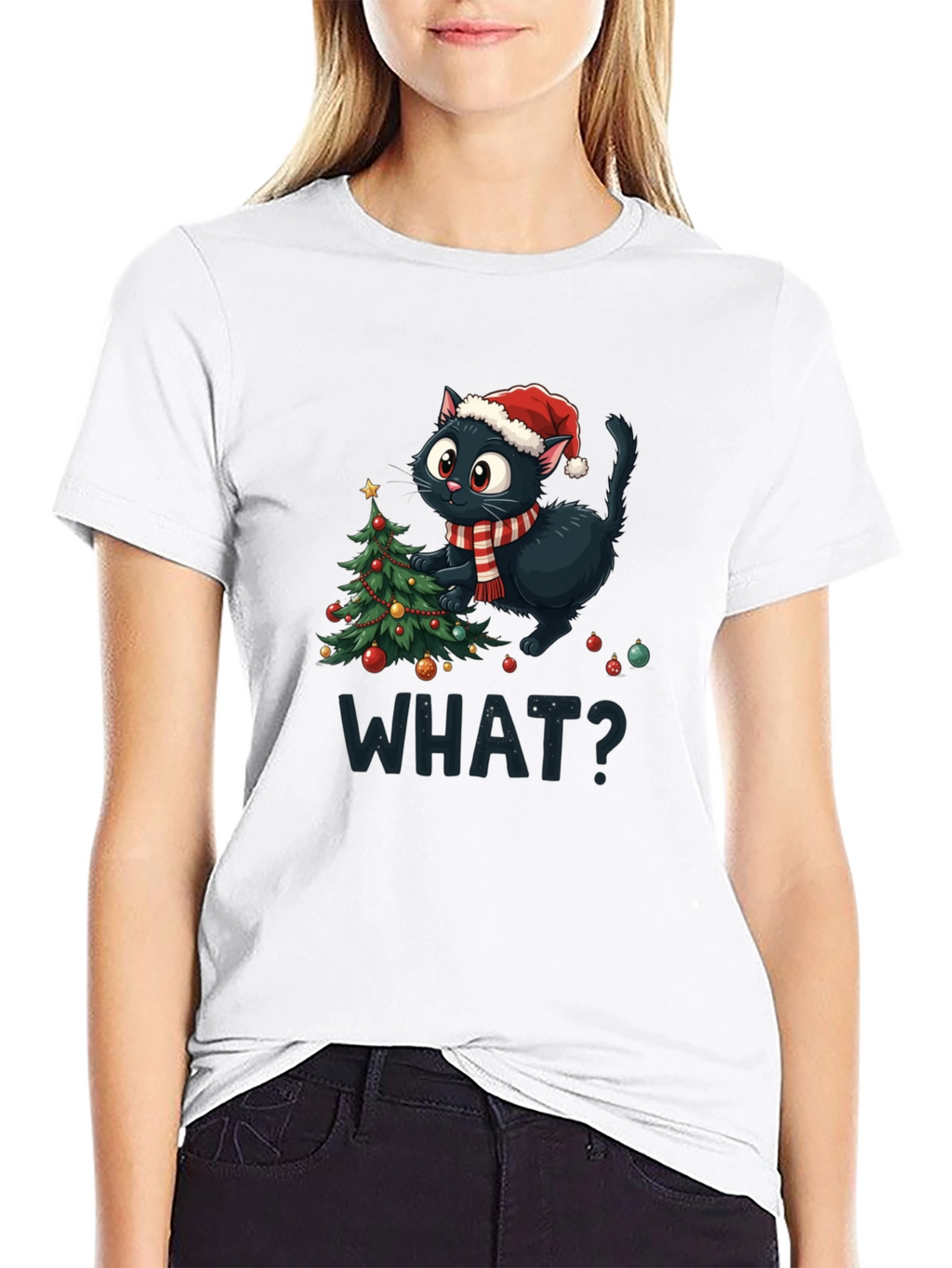 Christmas Cat T-Shirt - What?