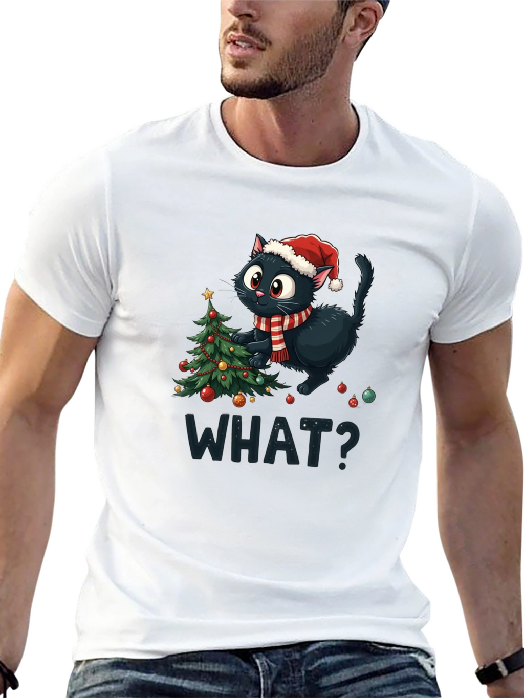 Christmas Cat T-Shirt - What?