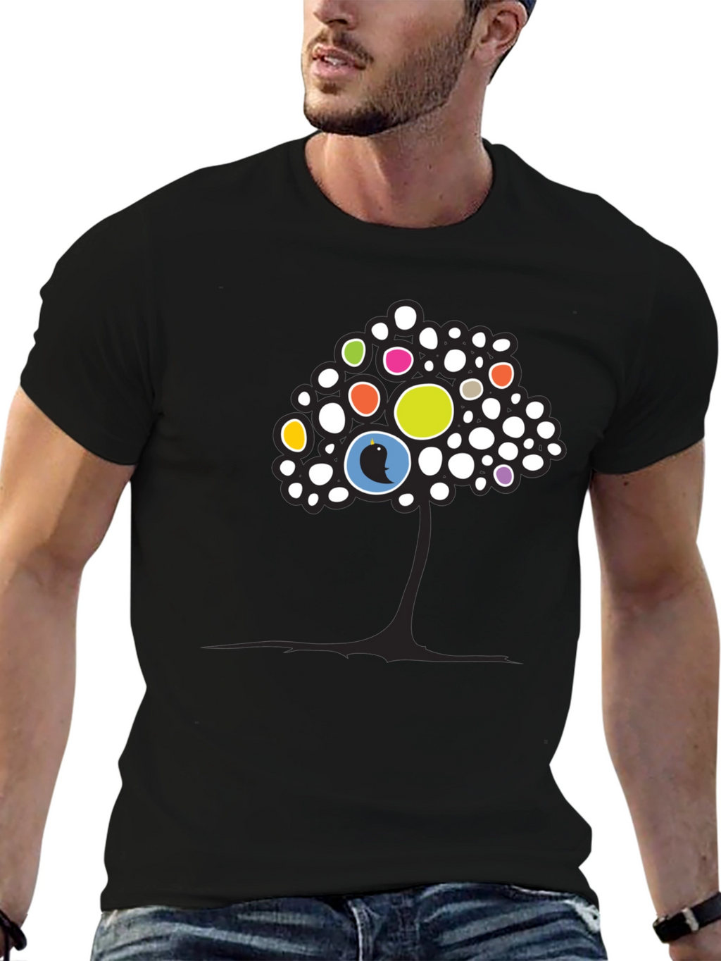 Abstract Tree Graphic Tee - Black Unisex T-Shirt