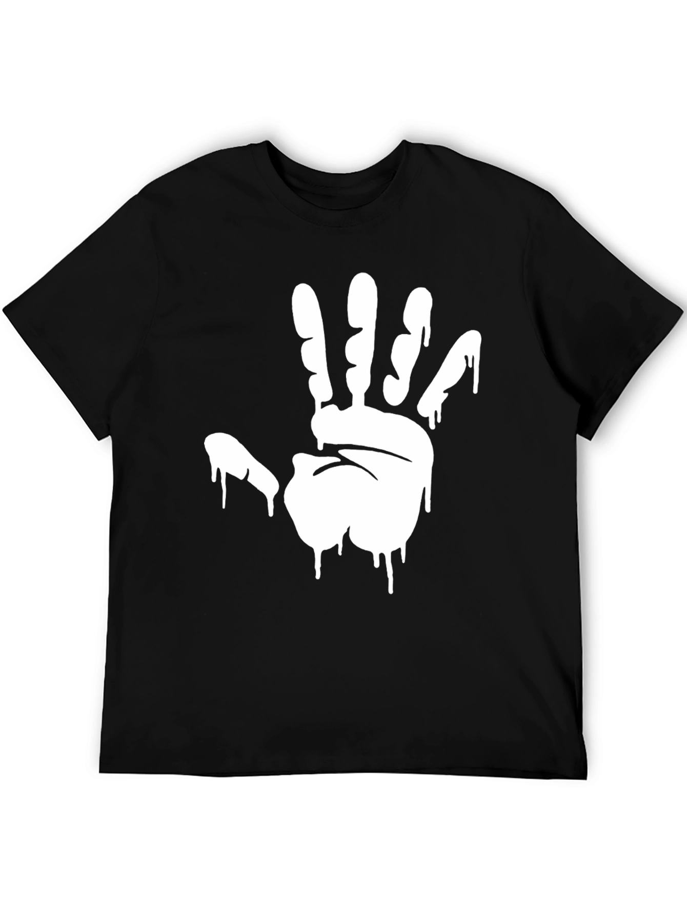 Mens Black Graphic Tee - Hand Print Design