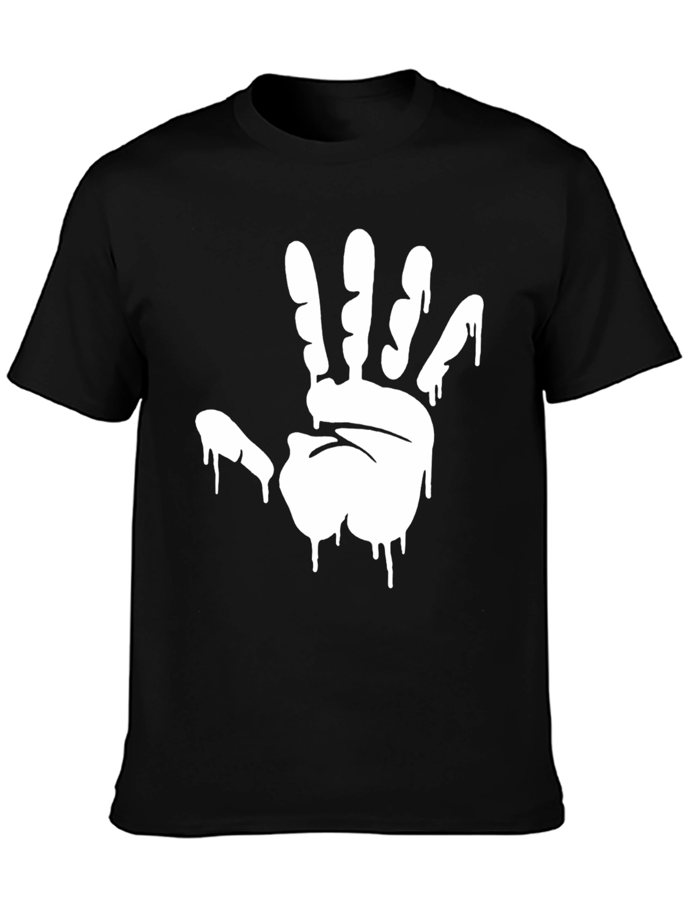 Mens Black Graphic Tee - Hand Print Design