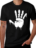 Mens Black Graphic Tee - Hand Print Design