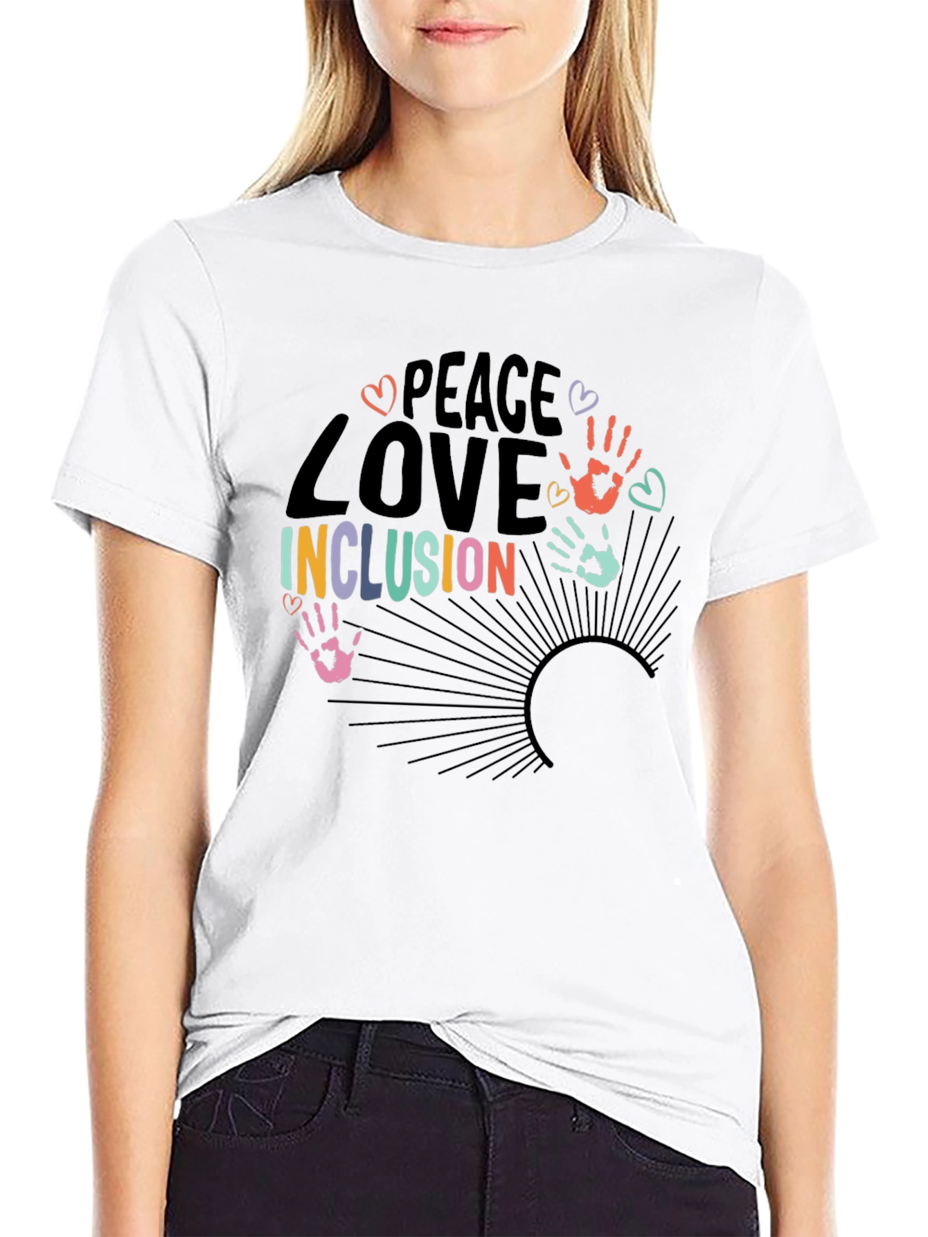 Peace Love Inclusion Graphic T-Shirt