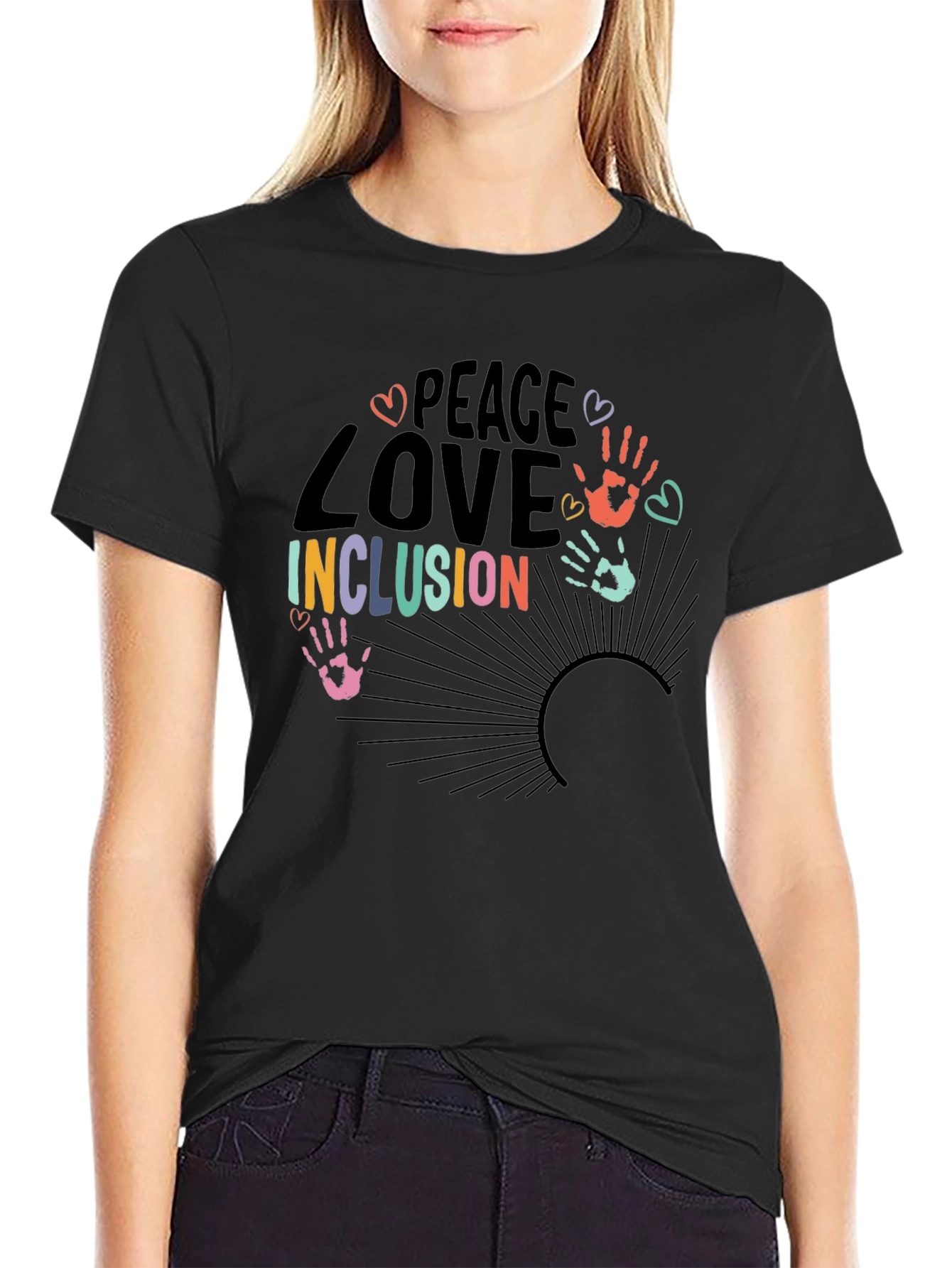 Peace Love Inclusion Graphic T-Shirt