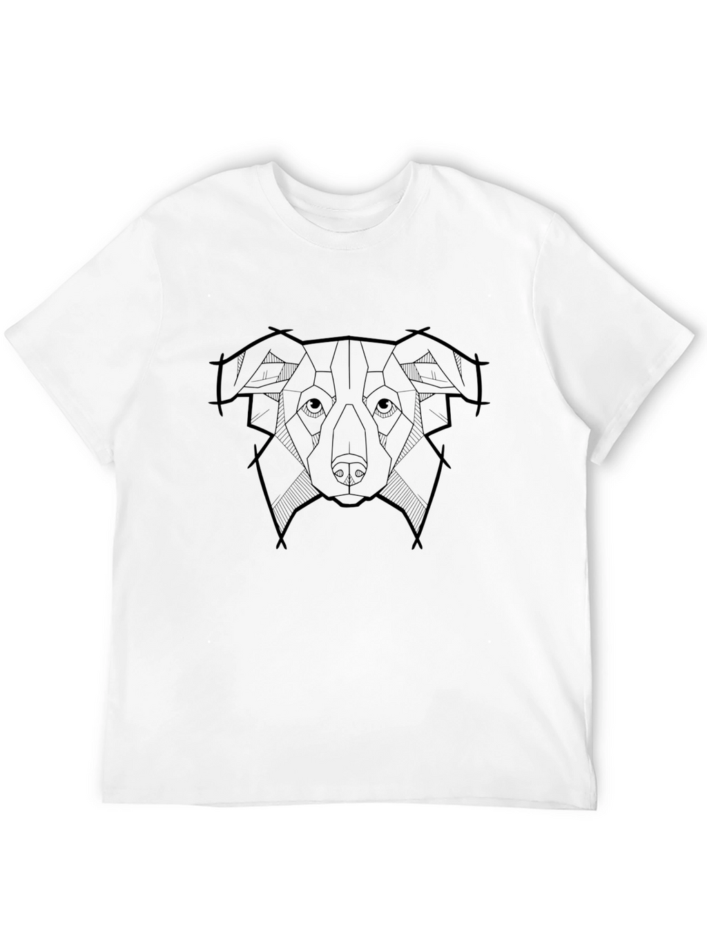 Geometric Dog Head Graphic Black T-Shirt
