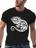 Tribal Lizard Graphic Tee - Black