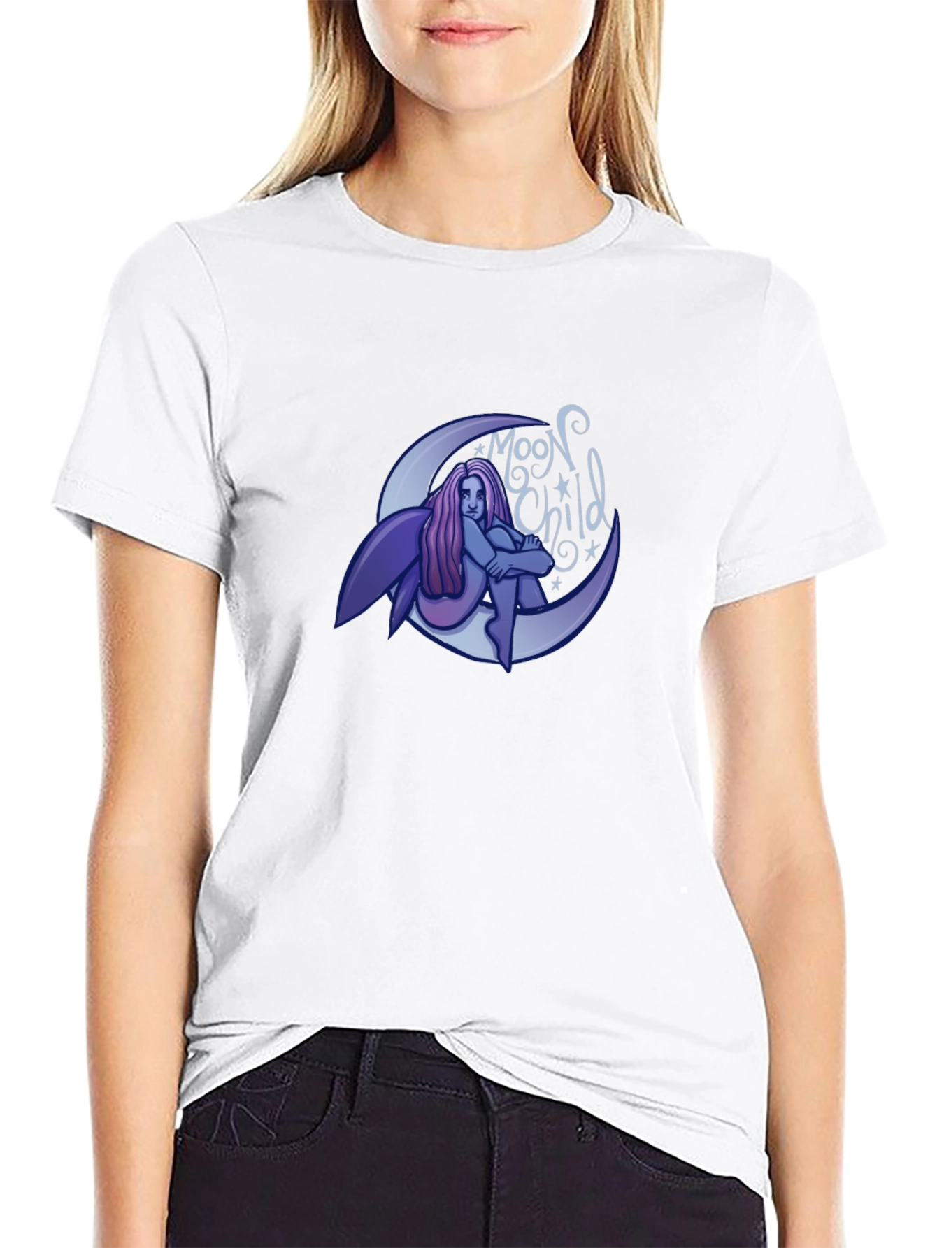 Moon Child Graphic T-Shirt - Black