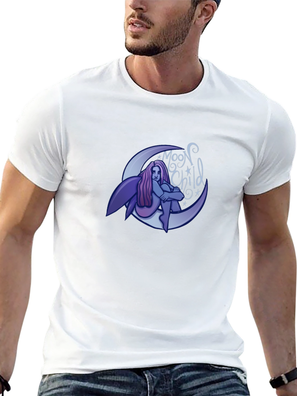 Moon Child Graphic T-Shirt - Black