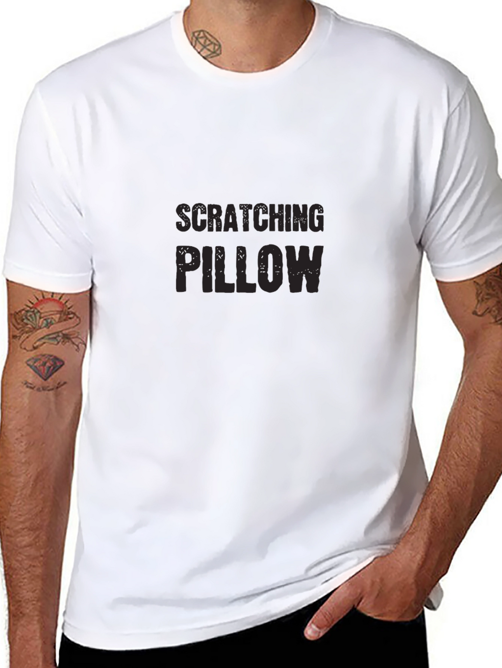 Scratching Pillow Black T-Shirt