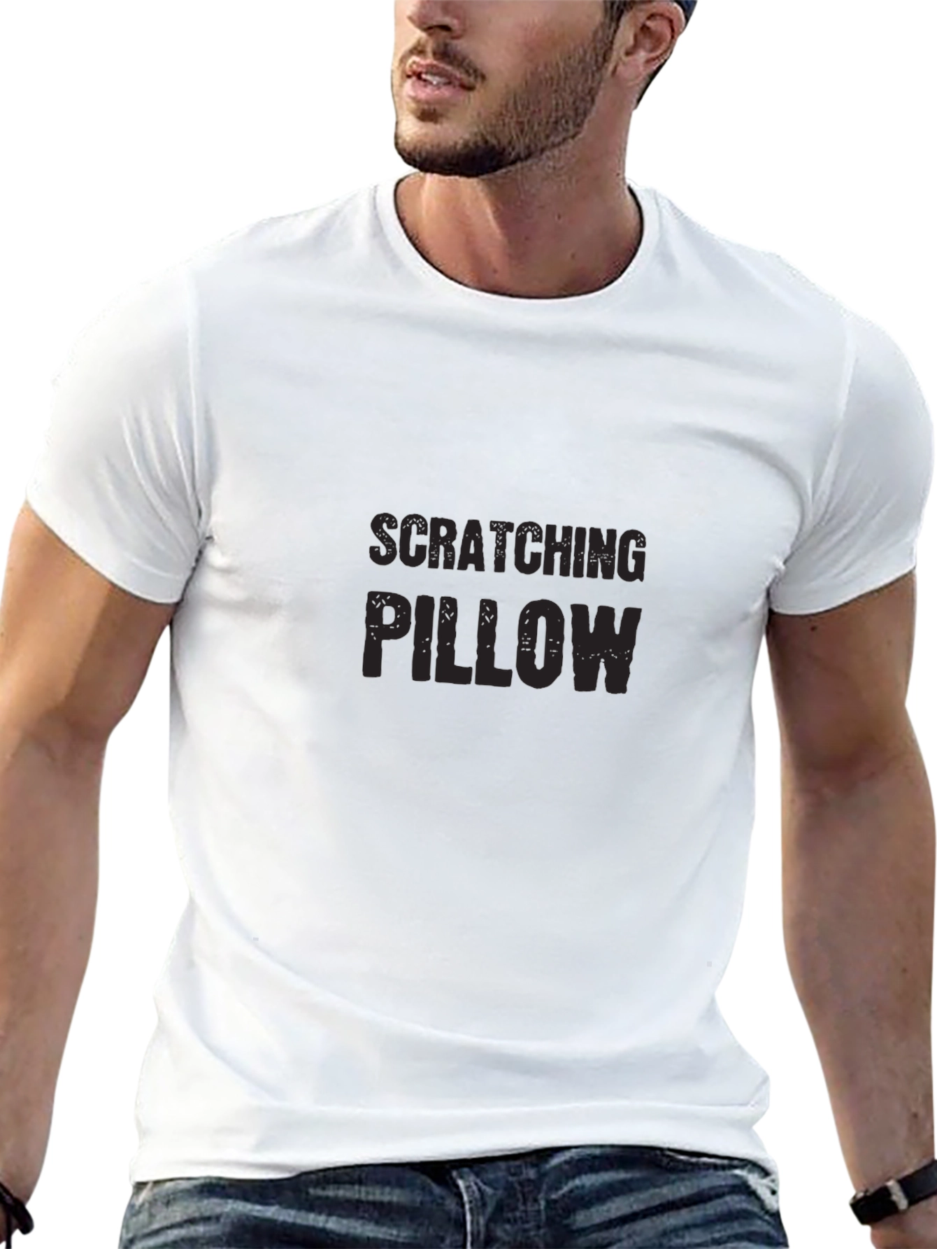 Scratching Pillow Black T-Shirt