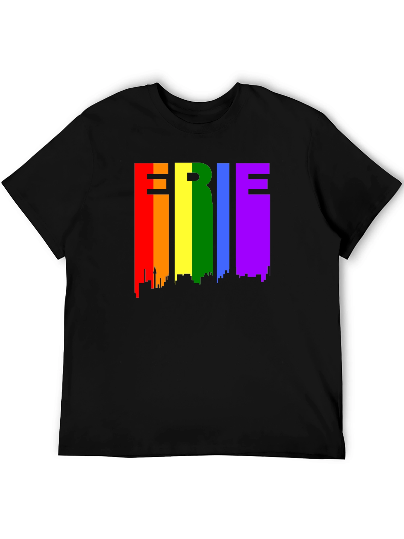 Erie Pride T-Shirt - Rainbow Cityscape Design