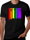 Erie Pride T-Shirt - Rainbow Cityscape Design