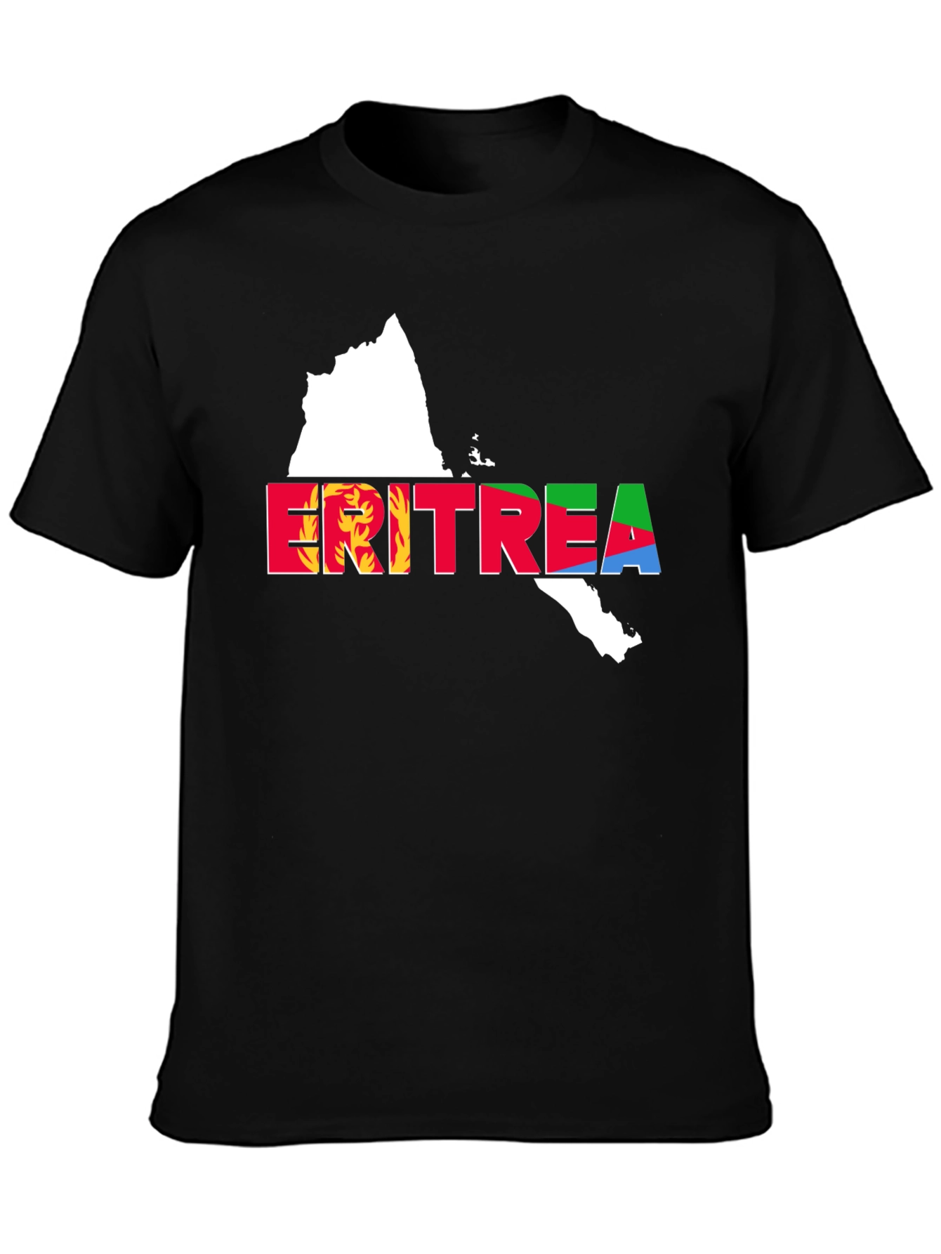 Eritrea Map Flag T-Shirt - Black Cotton Tee