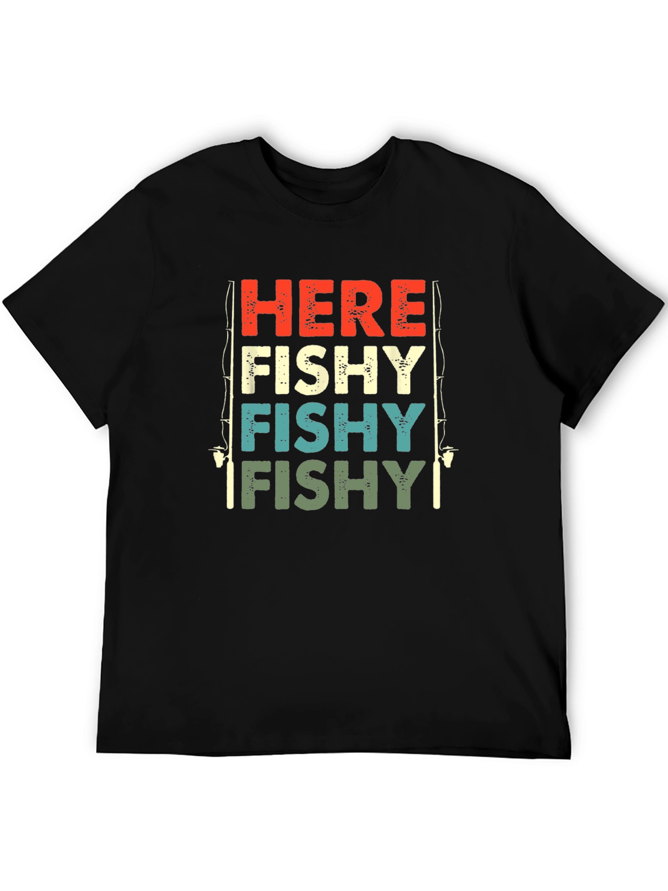 Here Fishy Retro Fishing T-Shirt