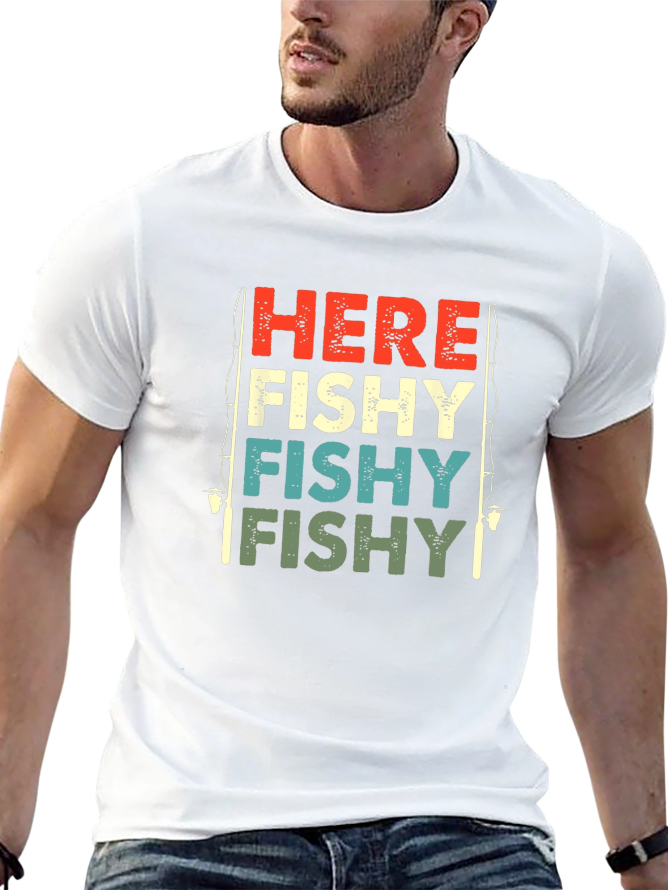Here Fishy Retro Fishing T-Shirt
