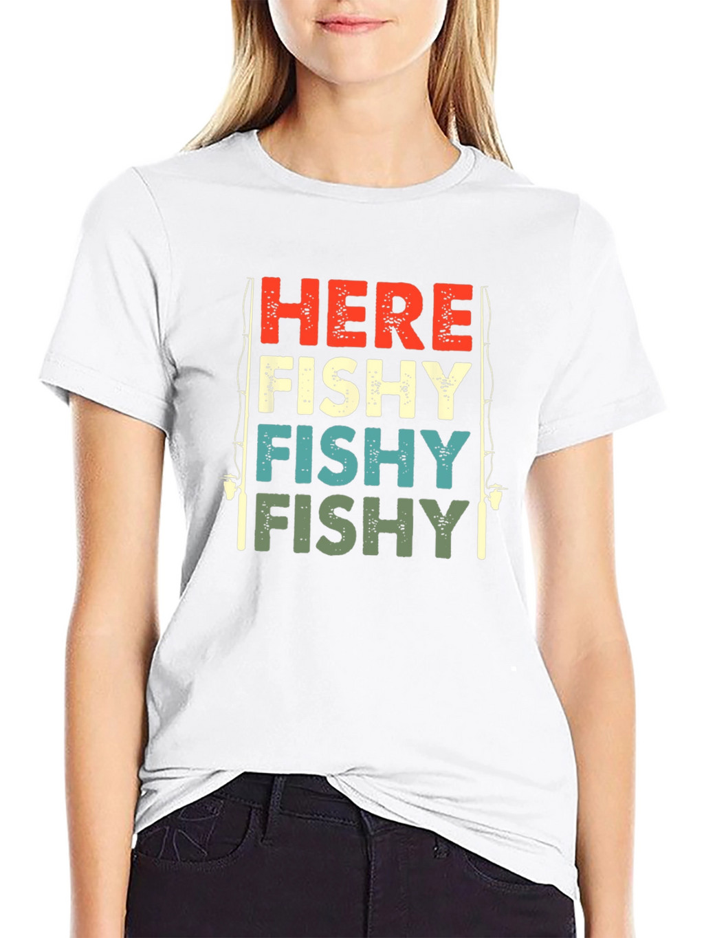 Here Fishy Retro Fishing T-Shirt