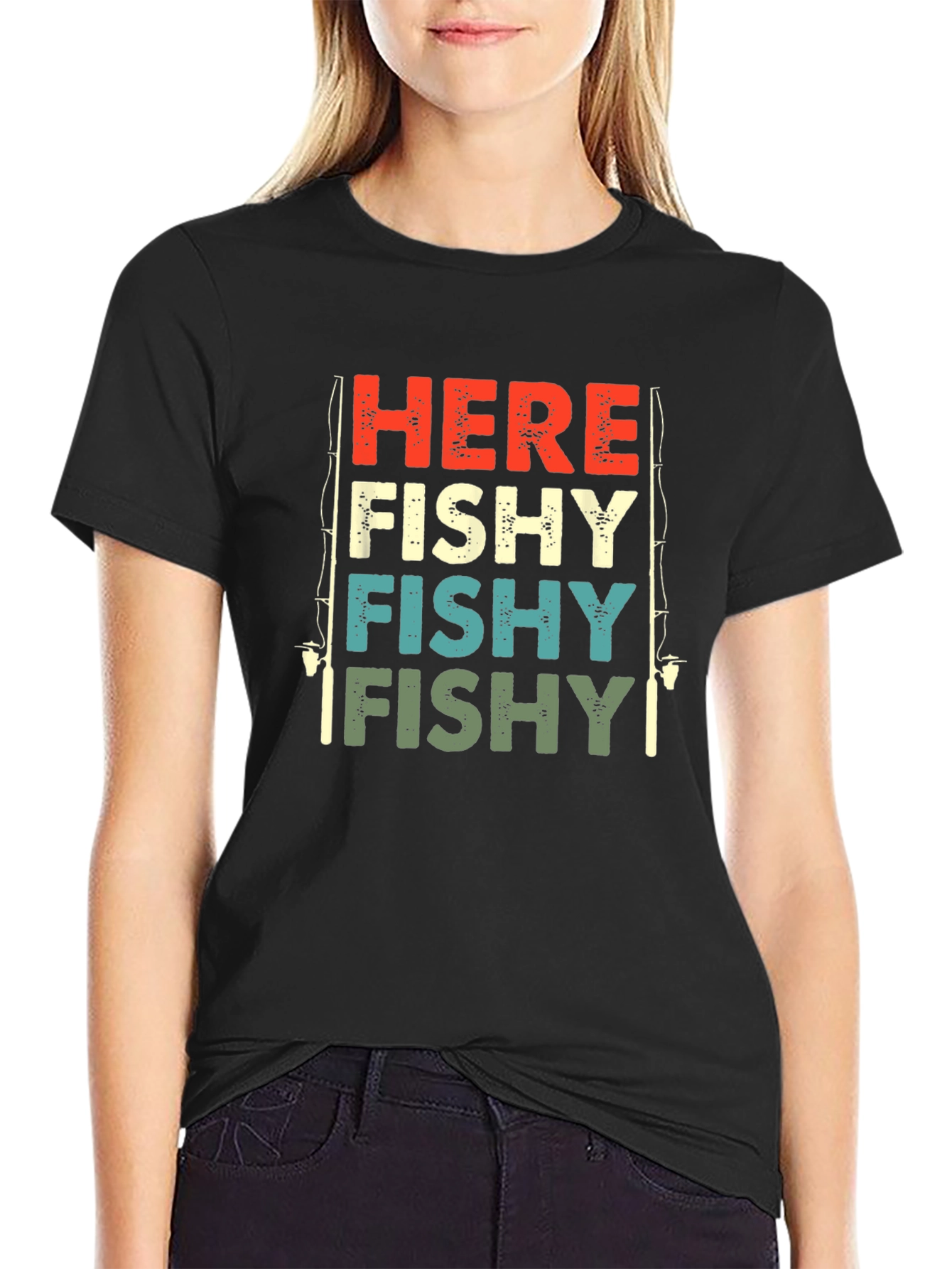 Here Fishy Retro Fishing T-Shirt