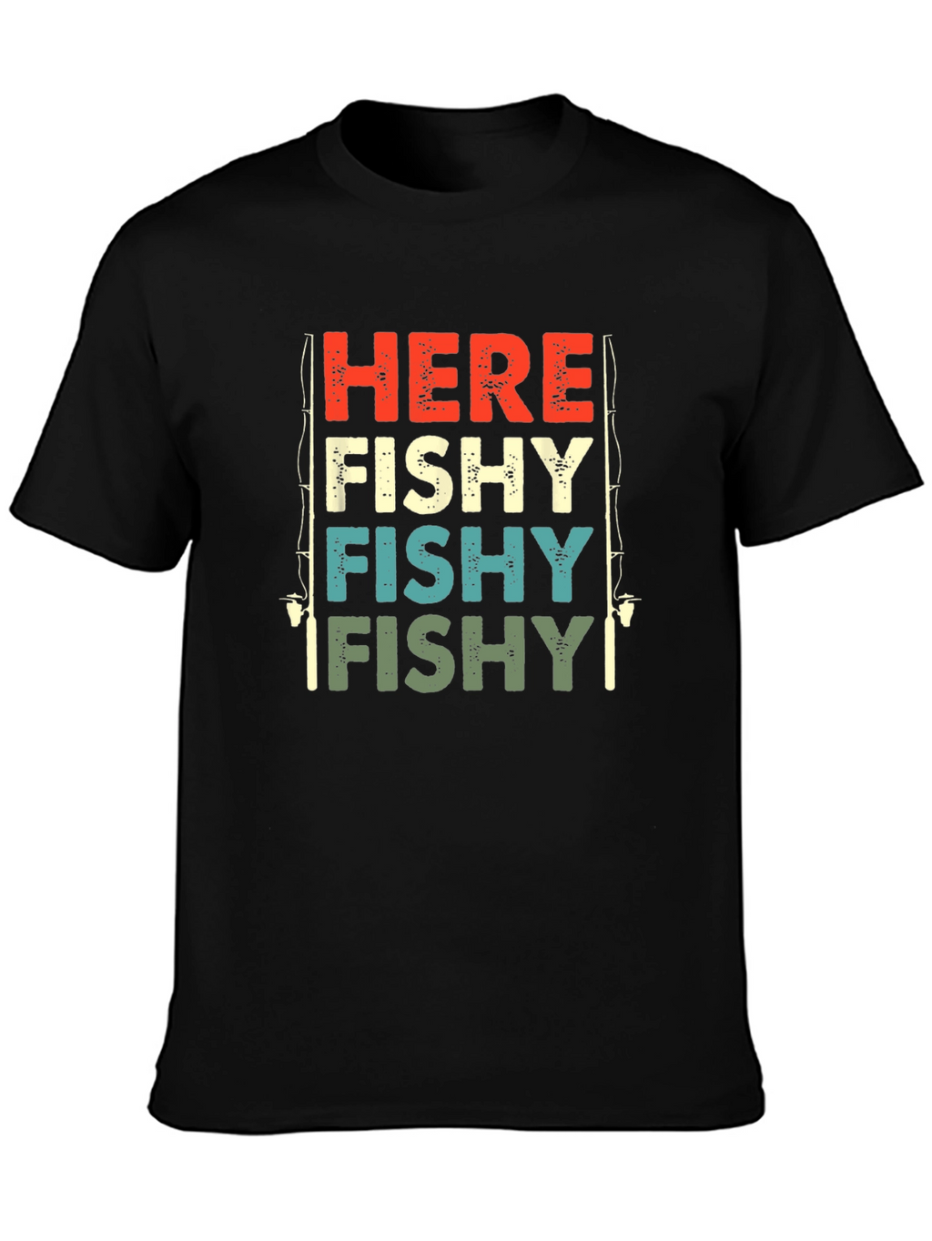 Here Fishy Retro Fishing T-Shirt