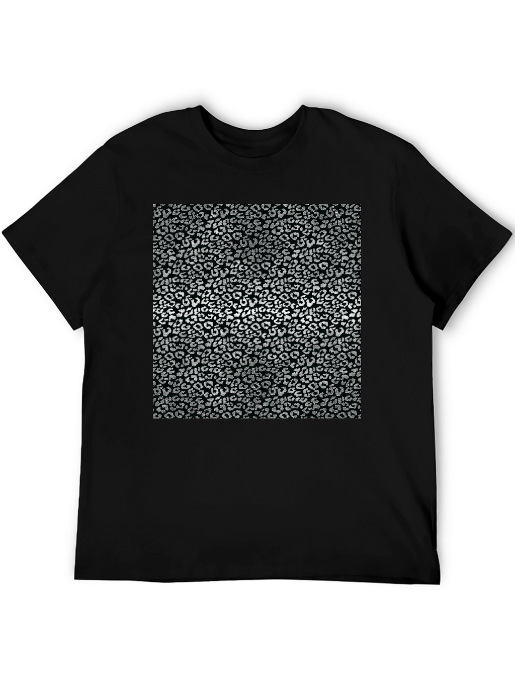 Leopard Print Mens Black T-Shirt