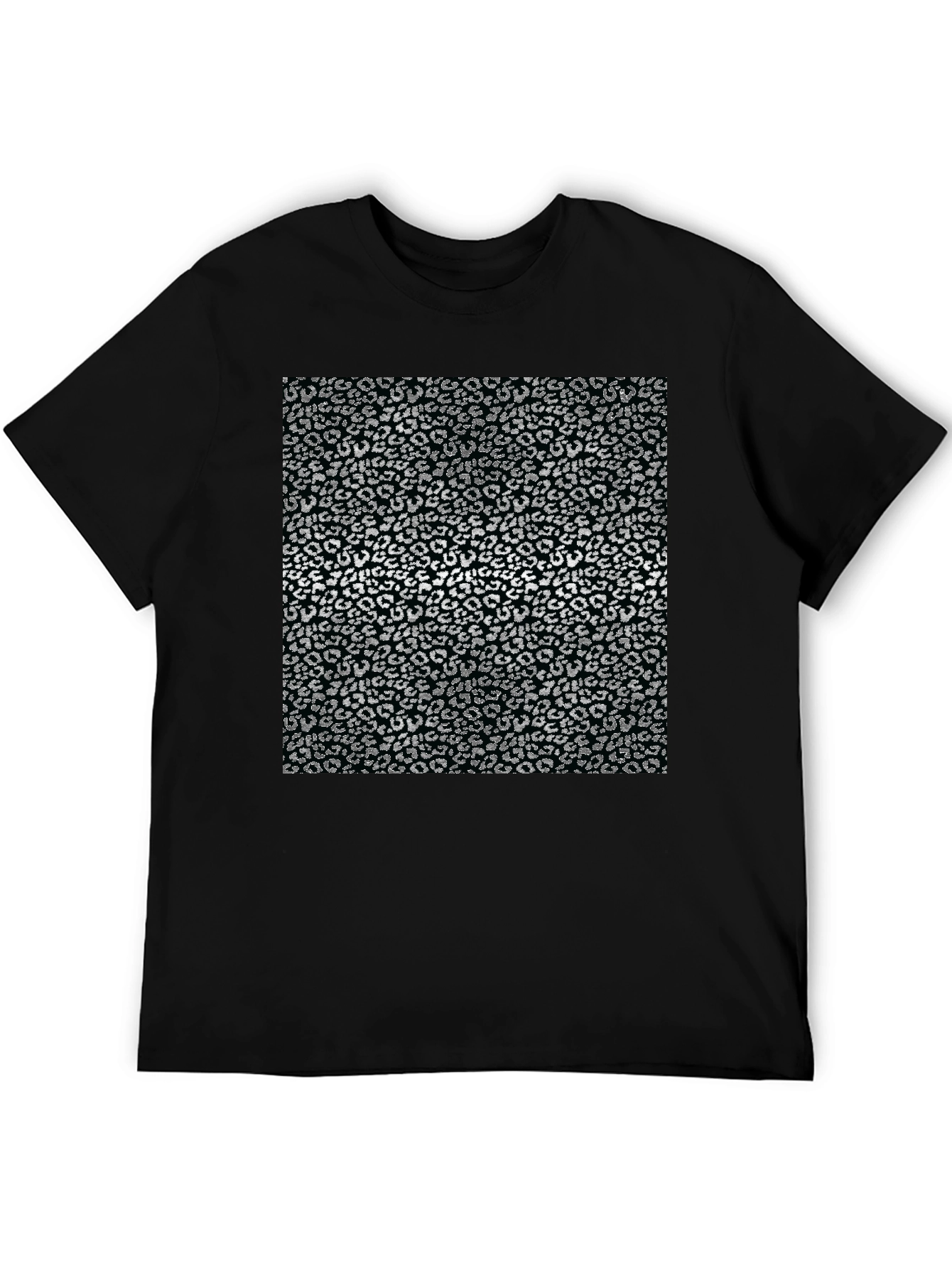 Leopard Print Mens Black T-Shirt