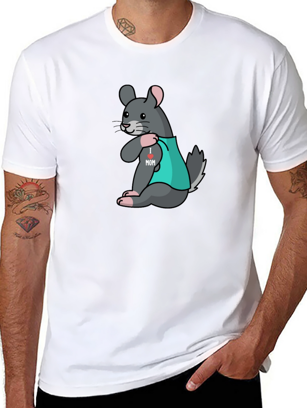 Chinchilla I Heart Mom Tattoo T-Shirt
