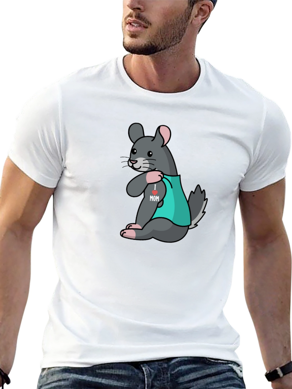 Chinchilla I Heart Mom Tattoo T-Shirt