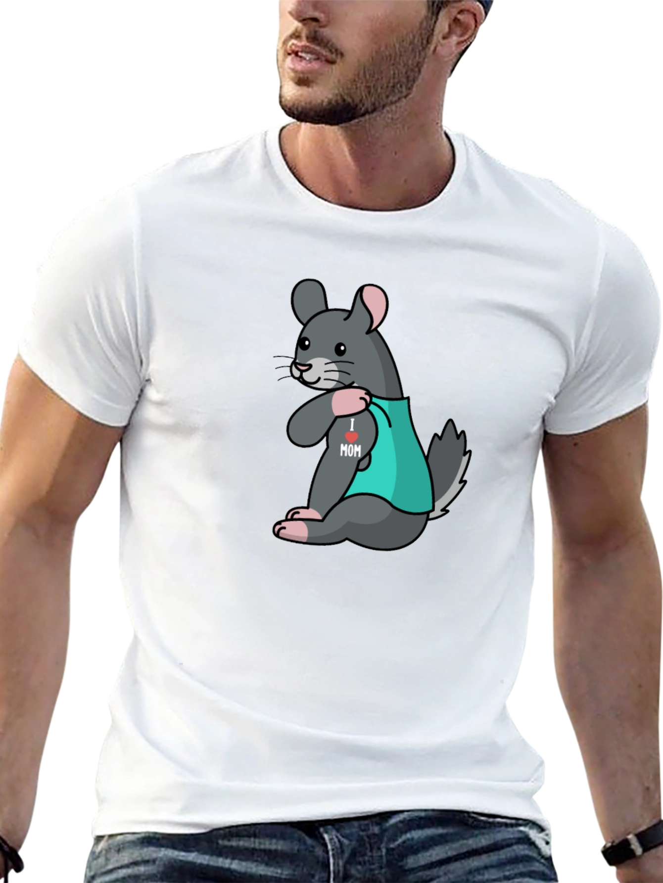 Chinchilla I Heart Mom Tattoo T-Shirt