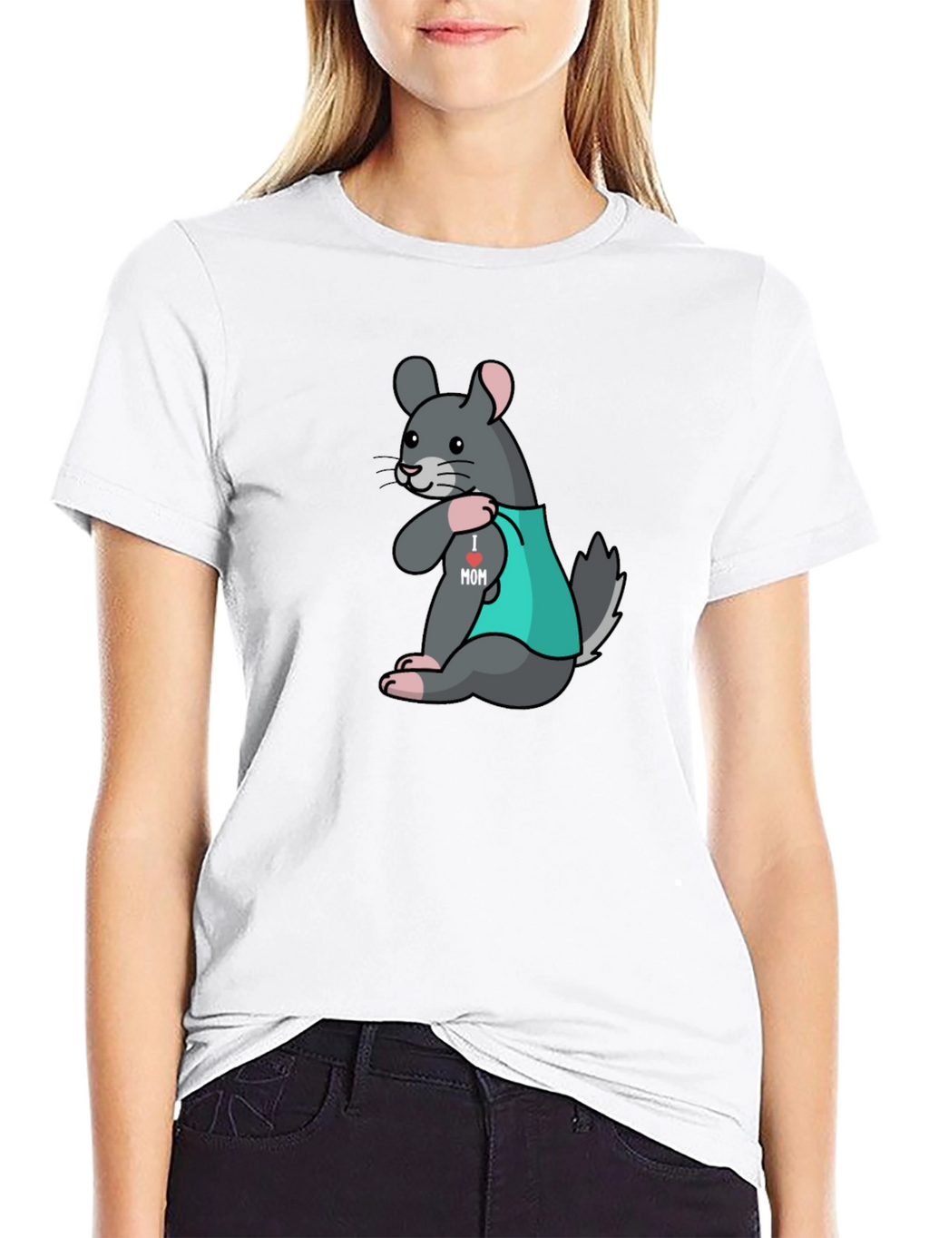 Chinchilla I Heart Mom Tattoo T-Shirt