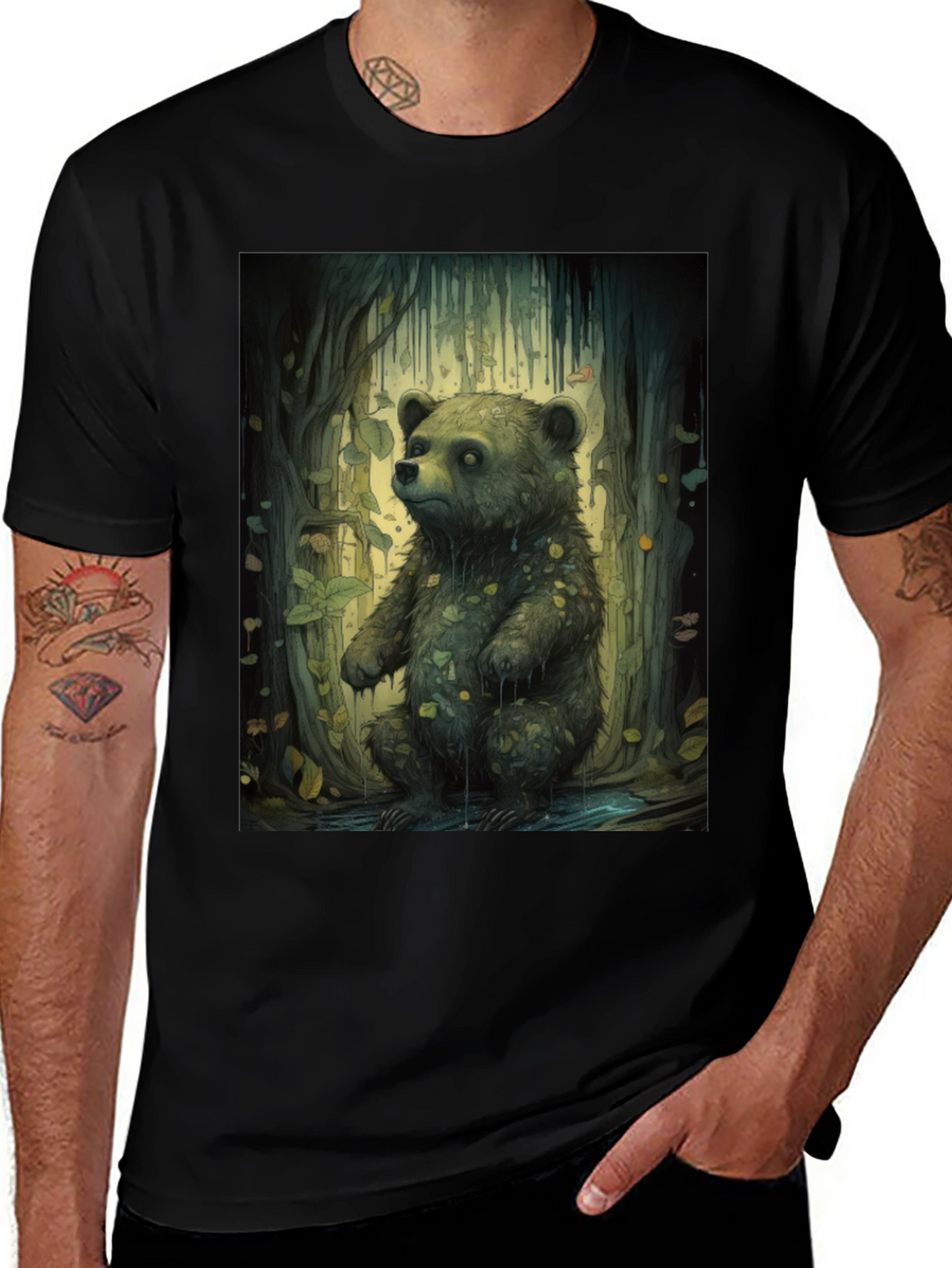 Bear Forest Graphic Tee - Nature Inspired Print