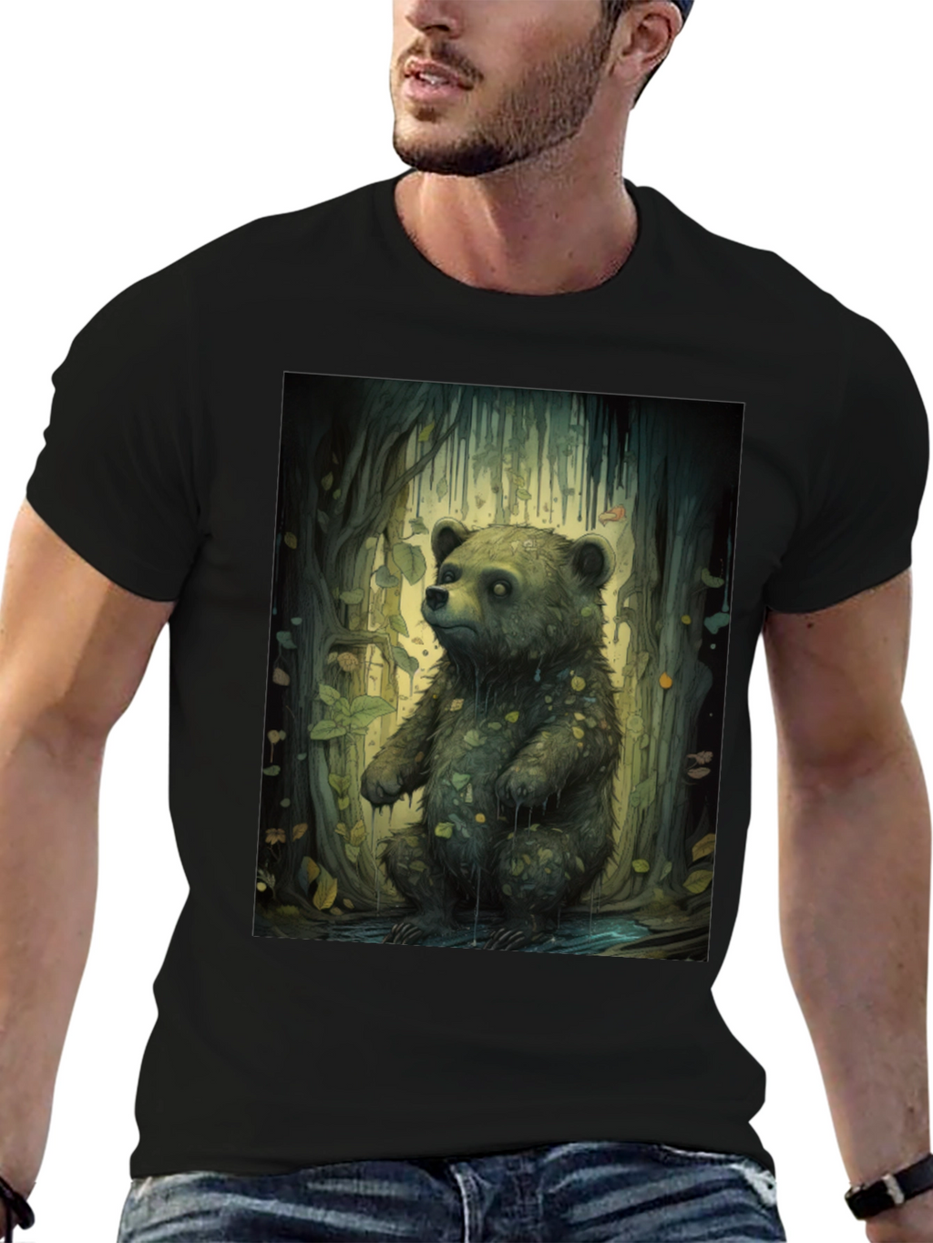Bear Forest Graphic Tee - Nature Inspired Print
