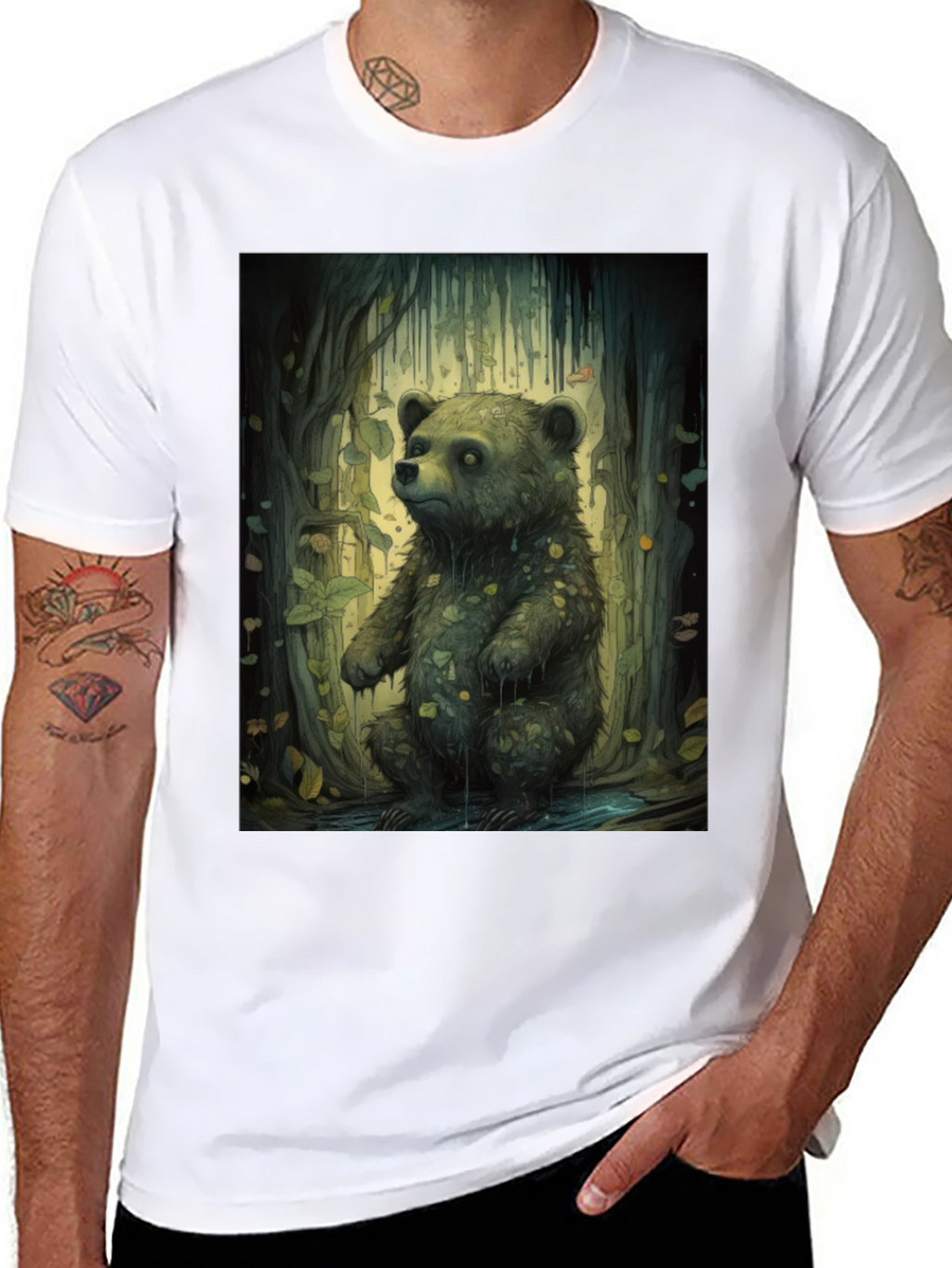 Bear Forest Graphic Tee - Nature Inspired Print