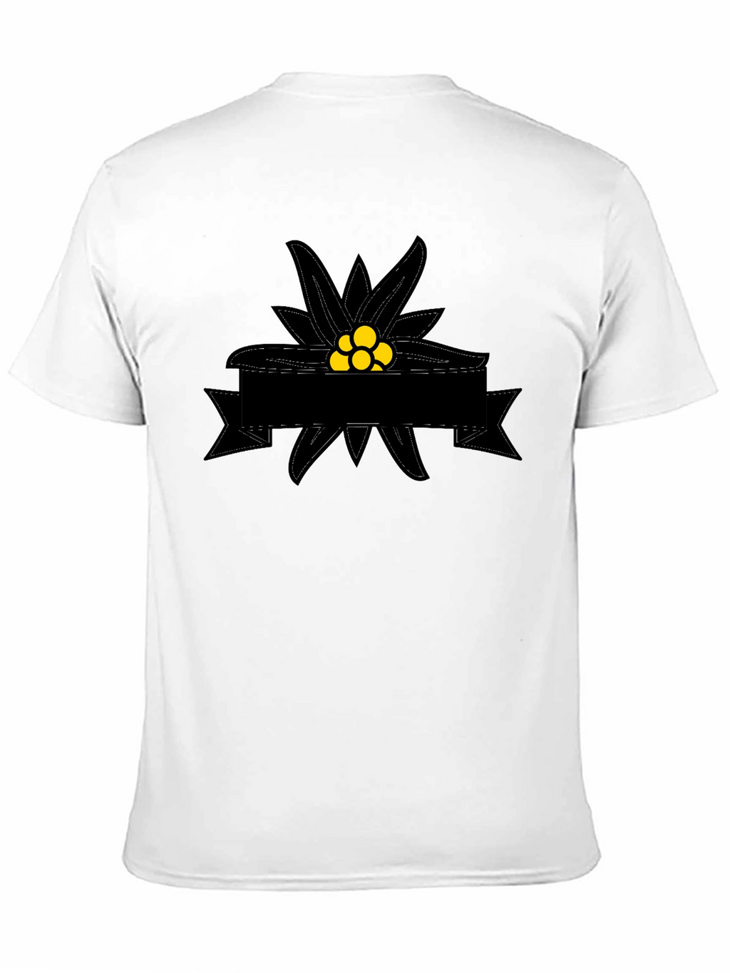 Edelweiss Flower Graphic Tee - Black Cotton T-Shirt
